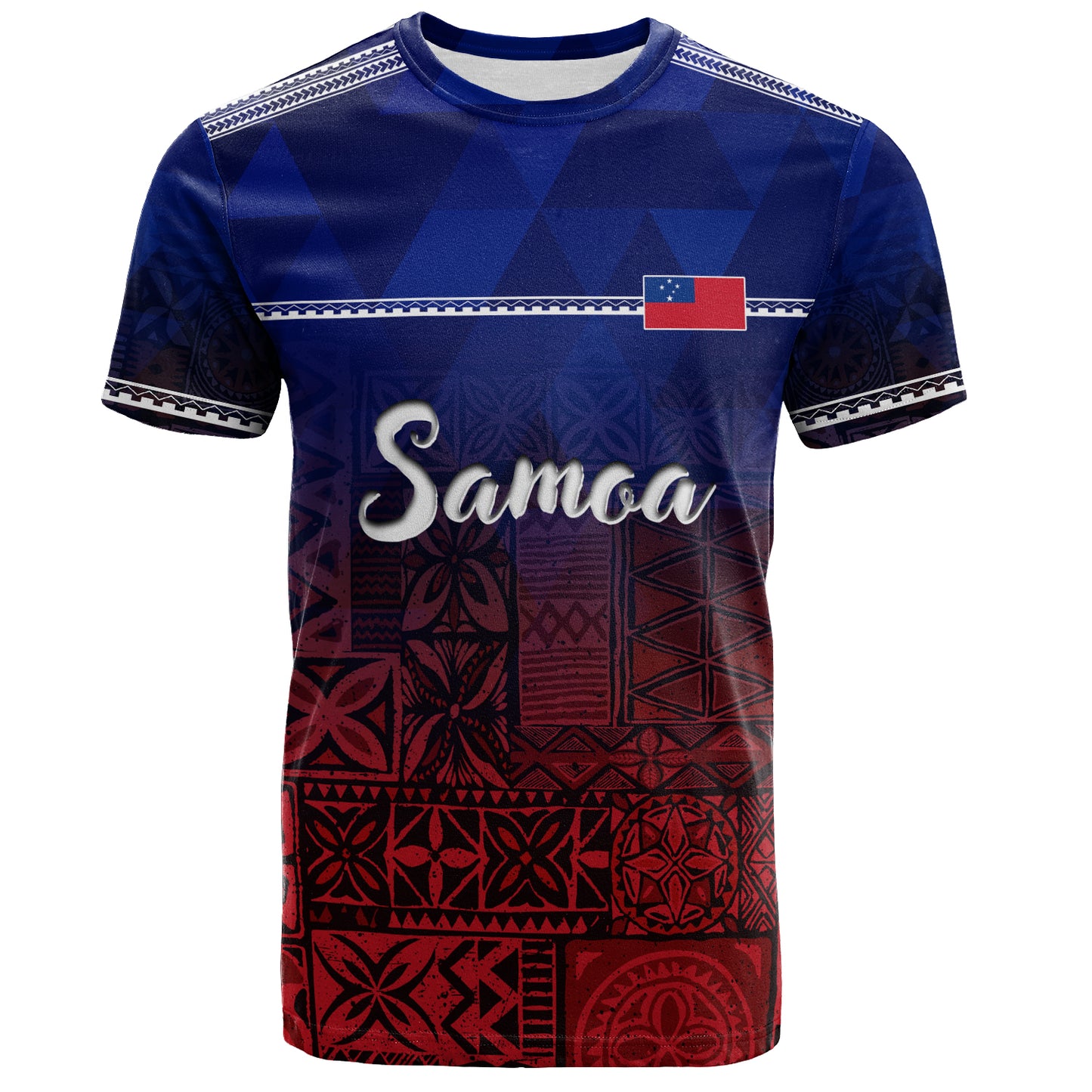 Samoa T-Shirt Lowpolly Pattern with Polynesian Motif