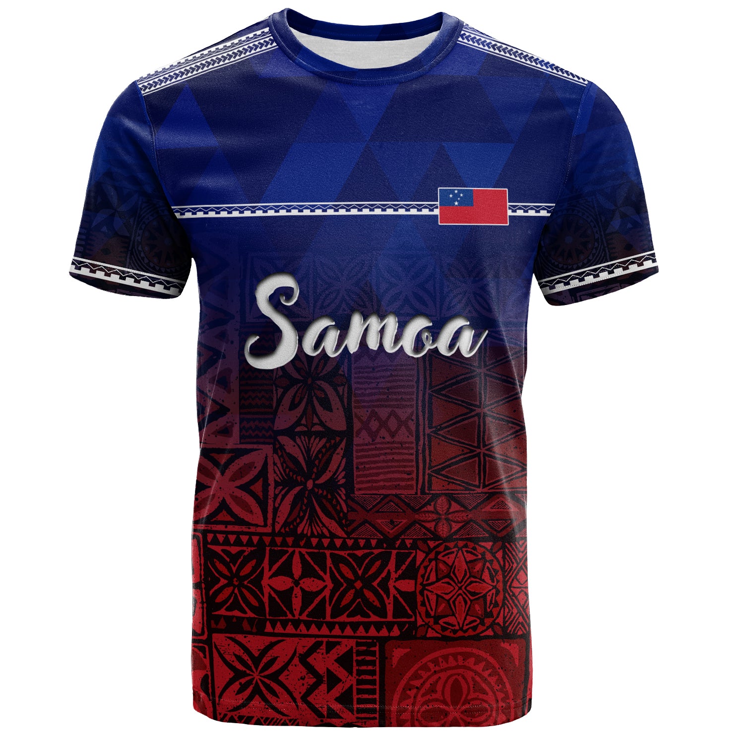 Samoa T-Shirt Lowpolly Pattern with Polynesian Motif