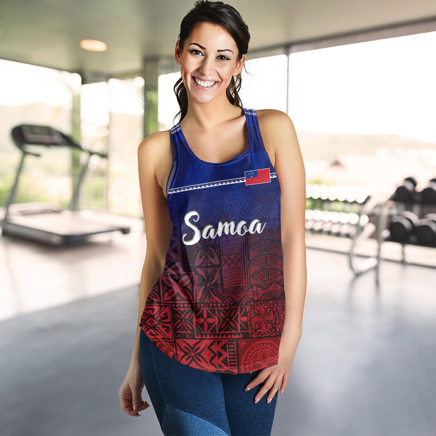 Samoa Women Tank Lowpolly Pattern with Polynesian Motif