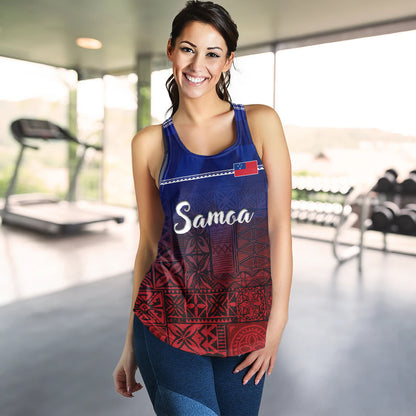 Samoa Women Tank Lowpolly Pattern with Polynesian Motif