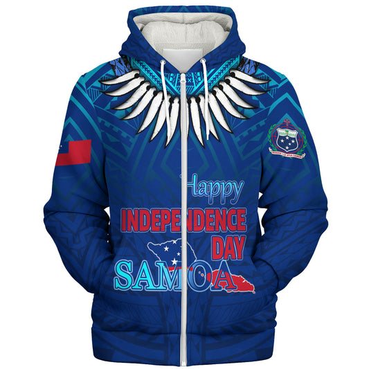 Samoa Sherpa Hoodie Happy Independence Day Samoa