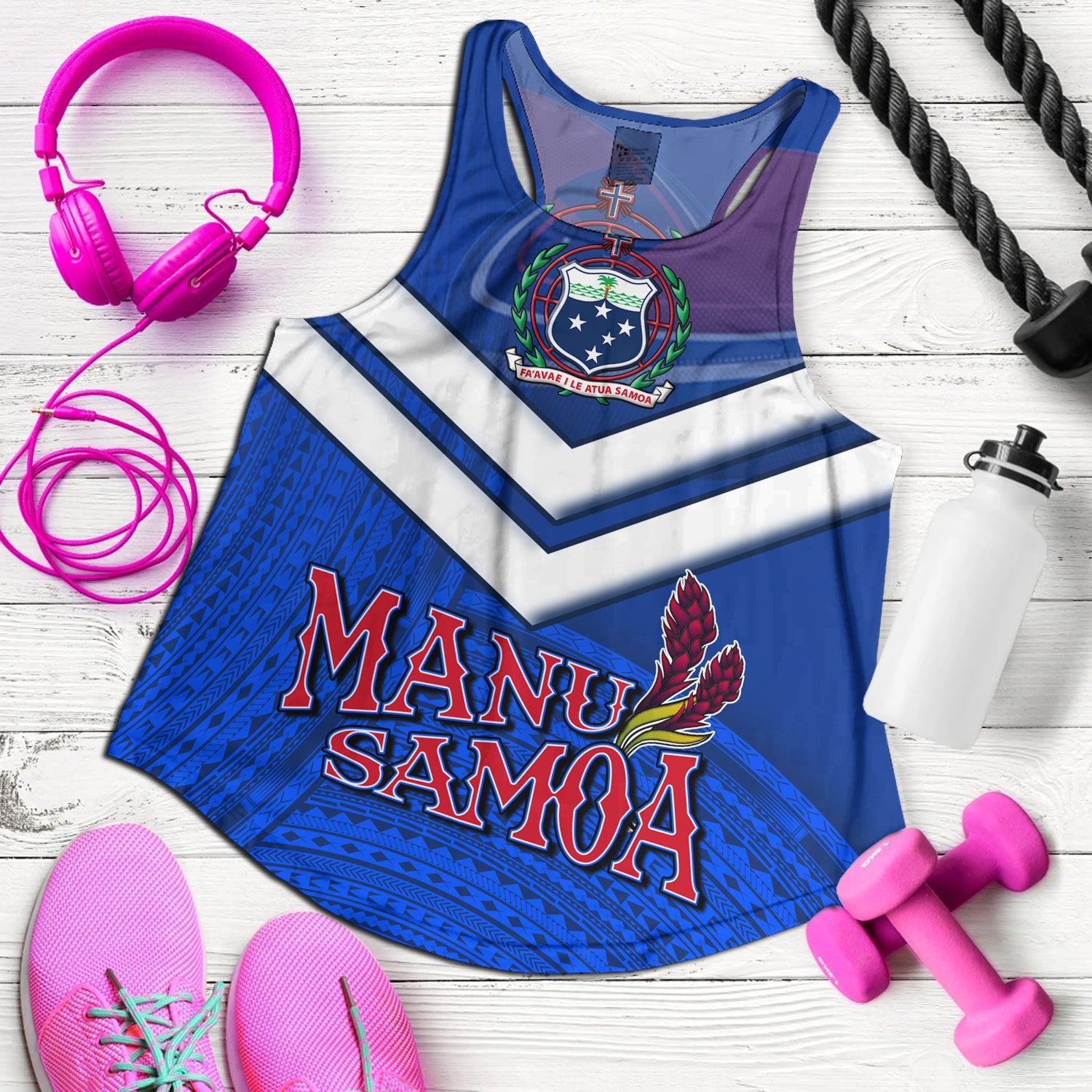 Samoa Women Tank Samoa Tradition Patterns With Rugby Ball | Polynesian.co