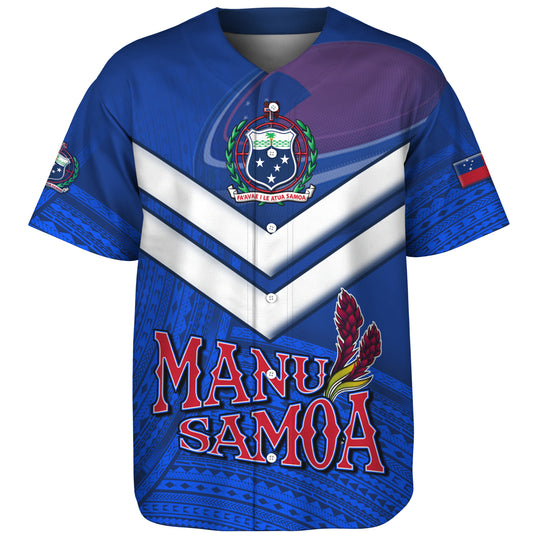 Samoa Baseball Shirt Samoa Tradition Patterns With Rugby Ball
