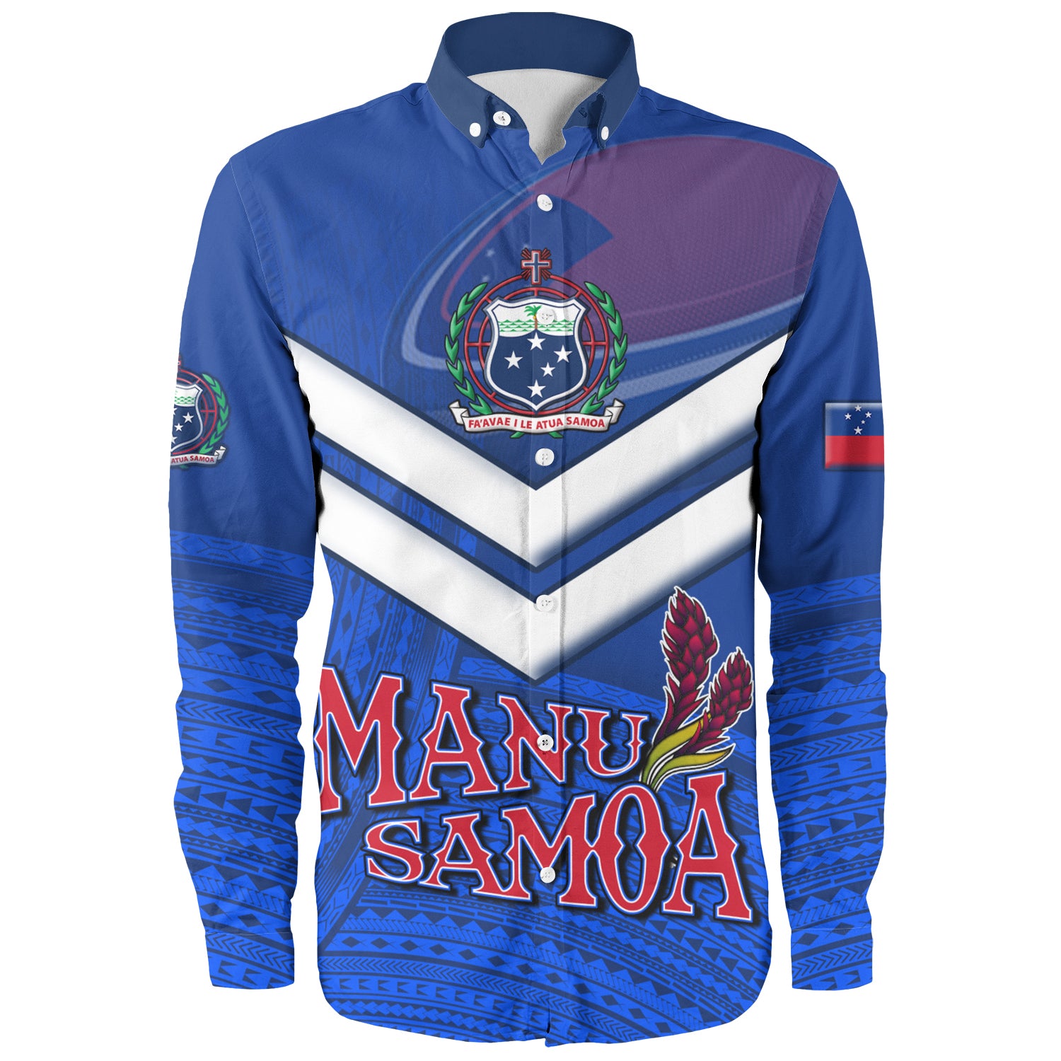 Samoa Long Sleeve Shirt Samoa Tradition Patterns With Rugby Ball