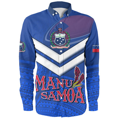 Samoa Long Sleeve Shirt Samoa Tradition Patterns With Rugby Ball