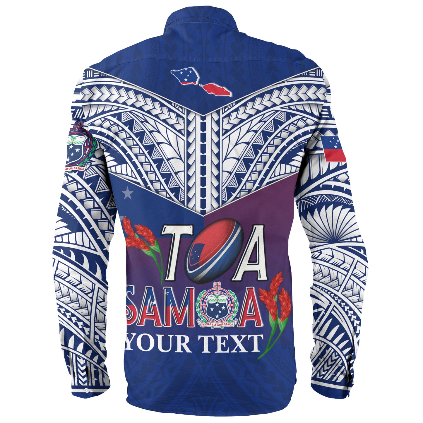 Samoa Custom Personalised Long Sleeve Shirt Toa Samoa Teuilia Flowers Style