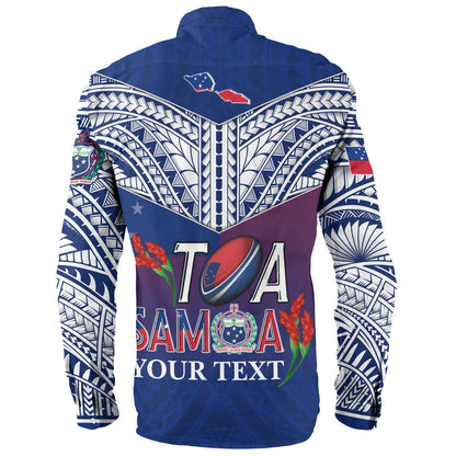 Samoa Custom Personalised Long Sleeve Shirt Toa Samoa Teuilia Flowers Style