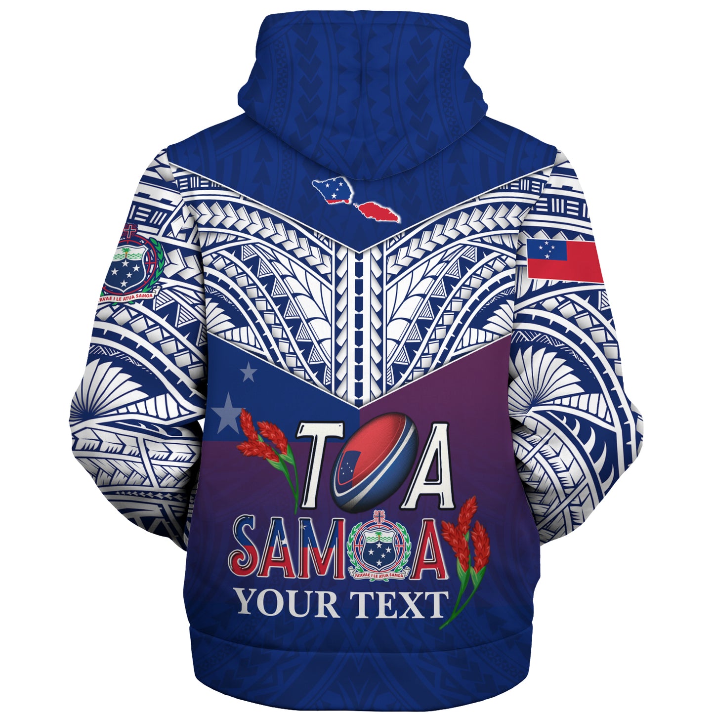 Samoa Custom Personalised Sherpa Hoodie Toa Samoa Teuilia Flowers Style