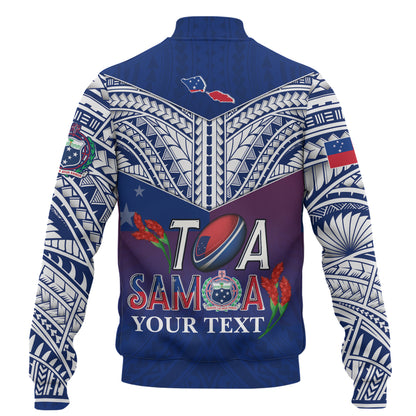 Samoa Custom Personalised Baseball Jacket Toa Samoa Teuilia Flowers Style
