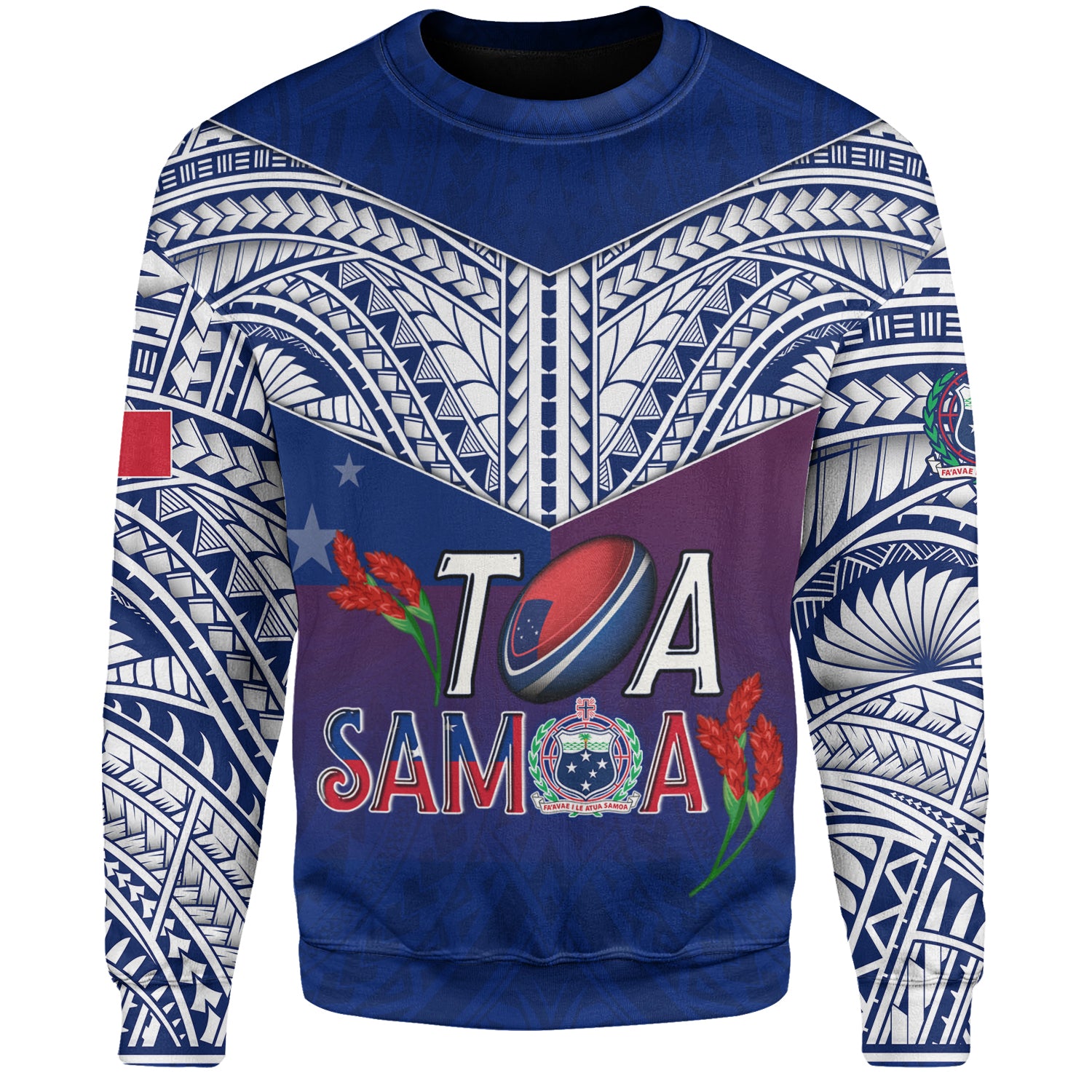 Samoa Custom Personalised Sweatshirt Toa Samoa Teuilia Flowers Style