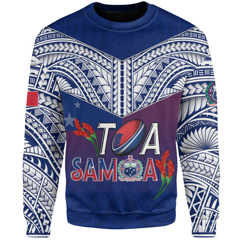 Samoa Custom Personalised Sweatshirt Toa Samoa Teuilia Flowers Style