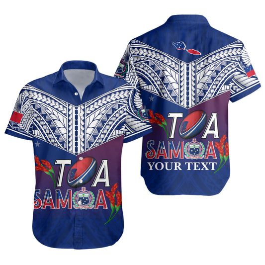 Samoa Custom Personalised Short Sleeve Shirt Toa Samoa Teuilia Flowers Style