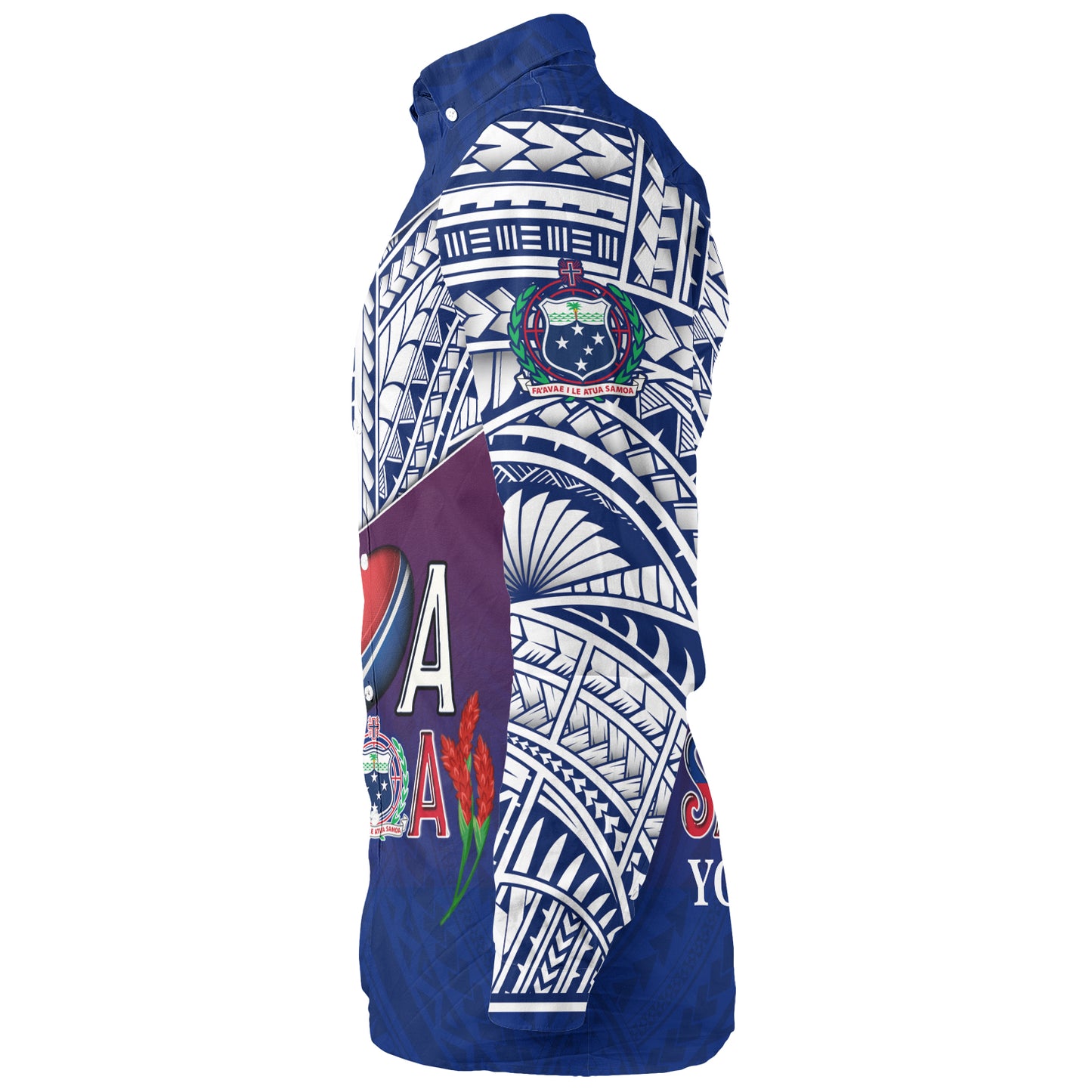 Samoa Custom Personalised Long Sleeve Shirt Toa Samoa Teuilia Flowers Style