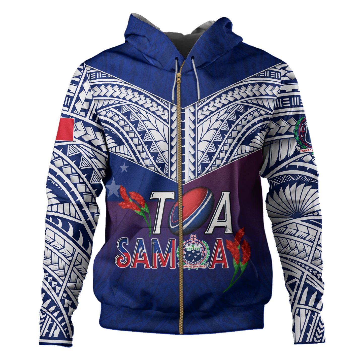 Samoa Custom Personalised Hoodie Toa Samoa Teuilia Flowers Style