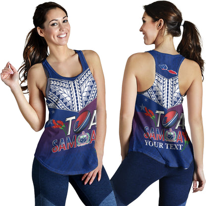 Samoa Custom Personalised Women Tank Toa Samoa Teuilia Flowers Style