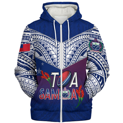 Samoa Custom Personalised Sherpa Hoodie Toa Samoa Teuilia Flowers Style