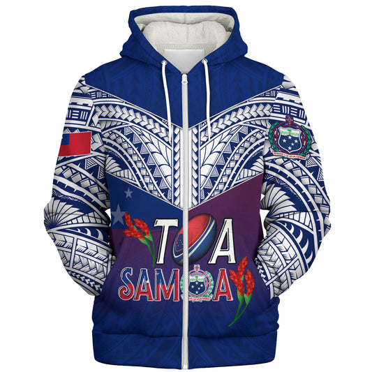 Samoa Custom Personalised Sherpa Hoodie Toa Samoa Teuilia Flowers Style