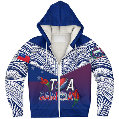 Samoa Custom Personalised Sherpa Hoodie Toa Samoa Teuilia Flowers Style