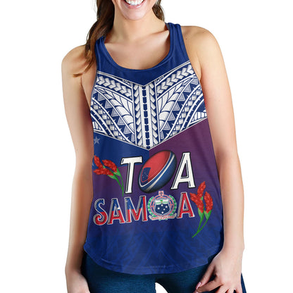 Samoa Custom Personalised Women Tank Toa Samoa Teuilia Flowers Style