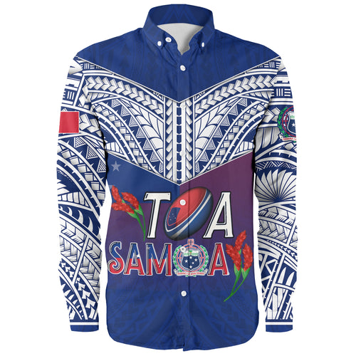 Samoa Custom Personalised Long Sleeve Shirt Toa Samoa Teuilia Flowers Style