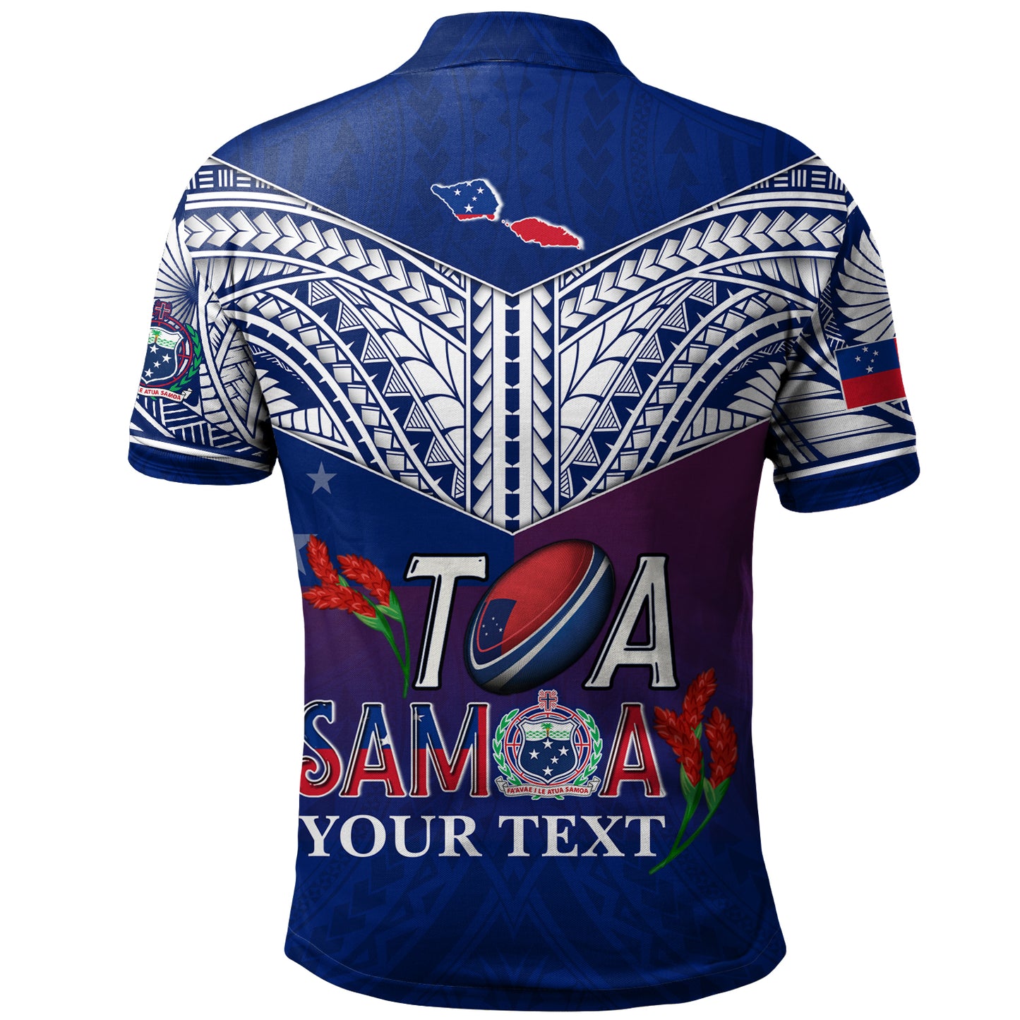 Samoa Custom Personalised Polo Shirt Toa Samoa Teuilia Flowers Style