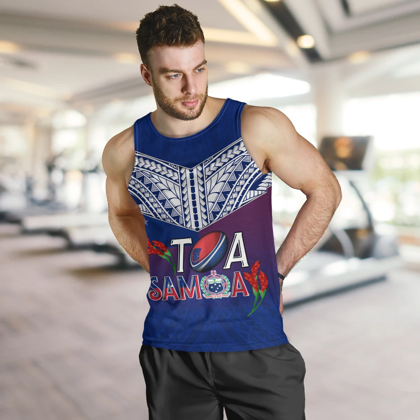 Samoa Custom Personalised Tank Top Toa Samoa Teuilia Flowers Style