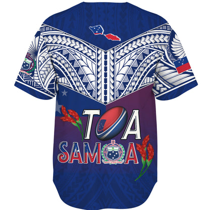 Samoa Custom Personalised Baseball Shirt Toa Samoa Teuilia Flowers Style