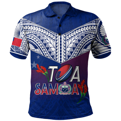 Samoa Custom Personalised Polo Shirt Toa Samoa Teuilia Flowers Style