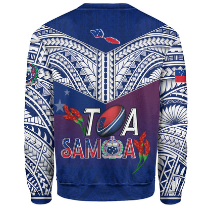 Samoa Custom Personalised Sweatshirt Toa Samoa Teuilia Flowers Style