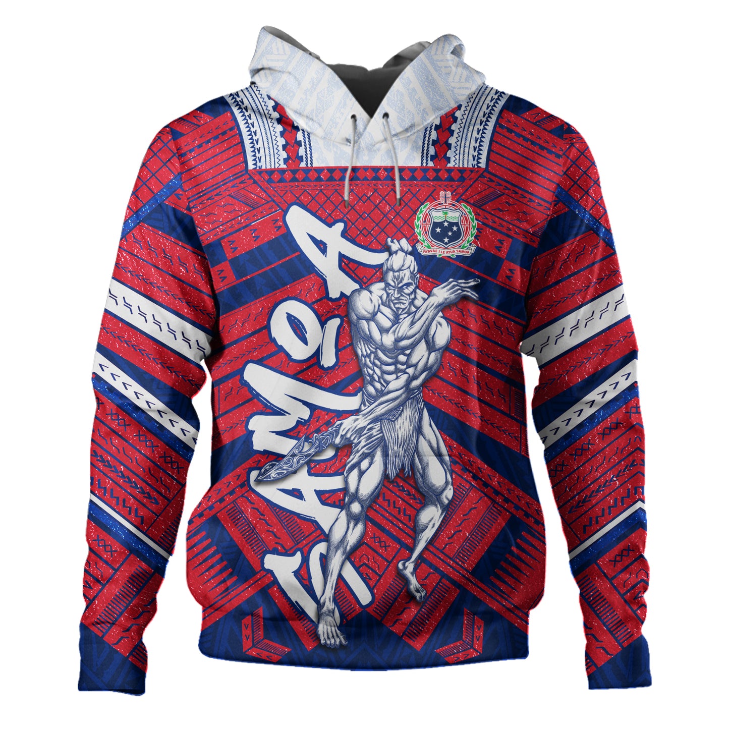 Samoa Hoodie Samoa Warrior Tribal Pattern