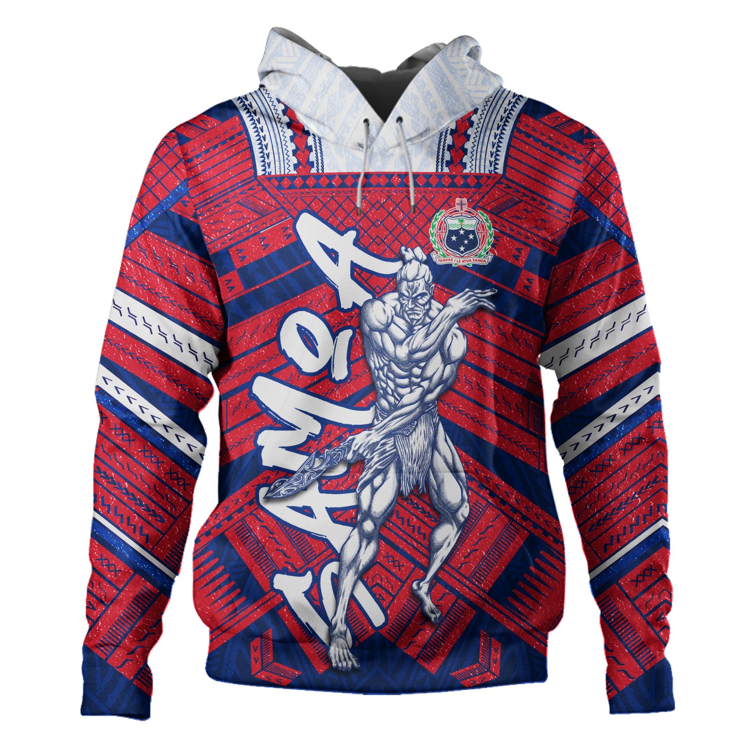 Samoa Hoodie Samoa Warrior Tribal Pattern
