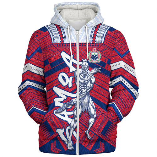 Samoa Sherpa Hoodie Samoa Warrior Tribal Pattern
