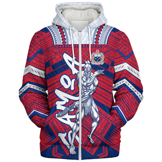Samoa Sherpa Hoodie Samoa Warrior Tribal Pattern