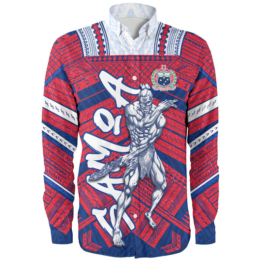 Samoa Long Sleeve Shirt Samoa Warrior Tribal Pattern
