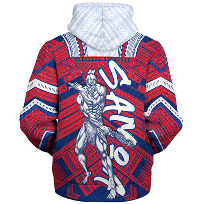 Samoa Sherpa Hoodie Samoa Warrior Tribal Pattern