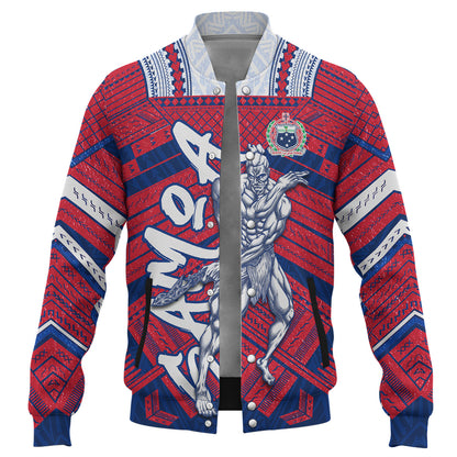 Samoa Baseball Jacket Samoa Warrior Tribal Pattern