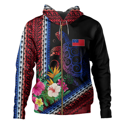 Samoa Hoodie Polynesia Pattern With Tropical Flower