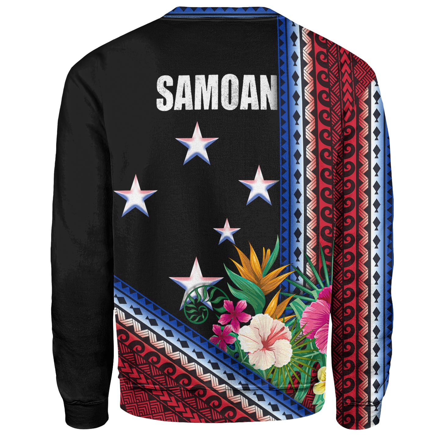 Samoa Sweatshirt Polynesia Pattern With Tropical Flower