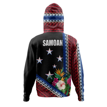 Samoa Hoodie Polynesia Pattern With Tropical Flower