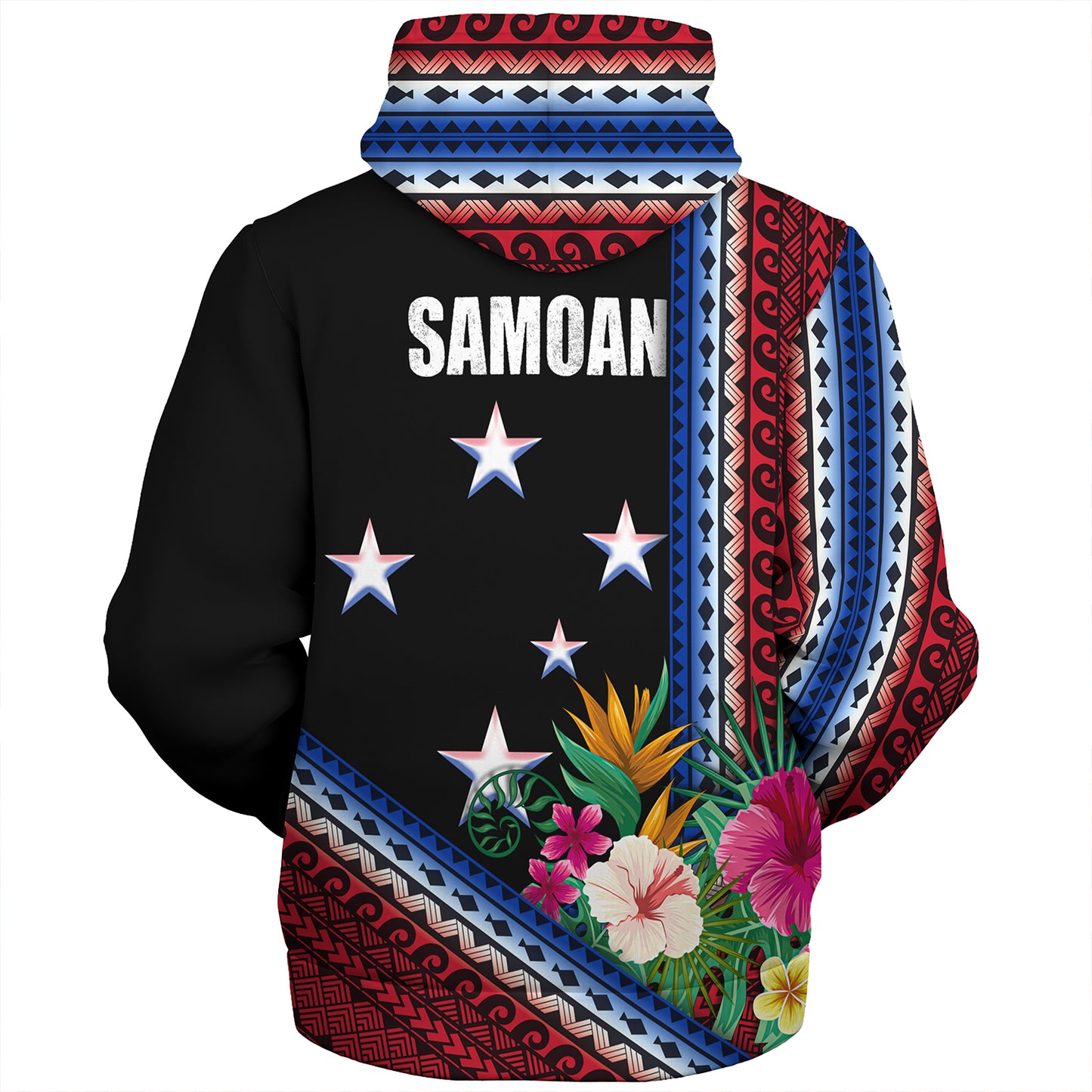 Samoa Sherpa Hoodie Polynesia Pattern With Tropical Flower