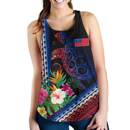 Samoa Women Tank Polynesia Pattern With Tropical Flower