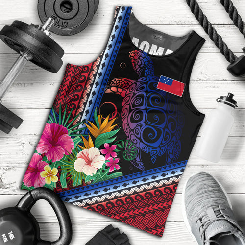 Samoa Tank Top Polynesia Pattern With Tropical Flower