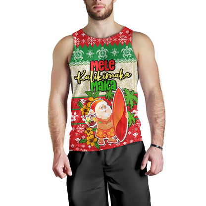 Hawaii Tank Top Christmas Santa Claus Surfing Kanaka Maoli Pattern