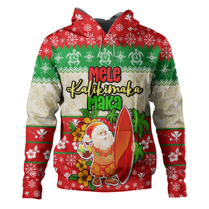 Hawaii Hoodie Christmas Santa Claus Surfing Kanaka Maoli Pattern