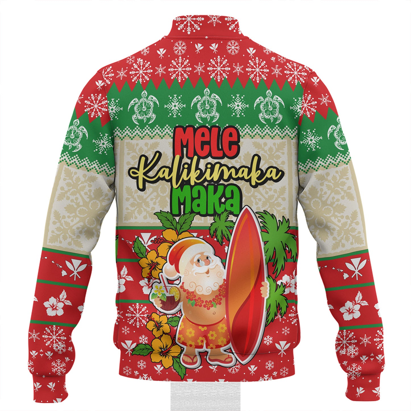 Hawaii Baseball Jacket Christmas Santa Claus Surfing Kanaka Maoli Pattern