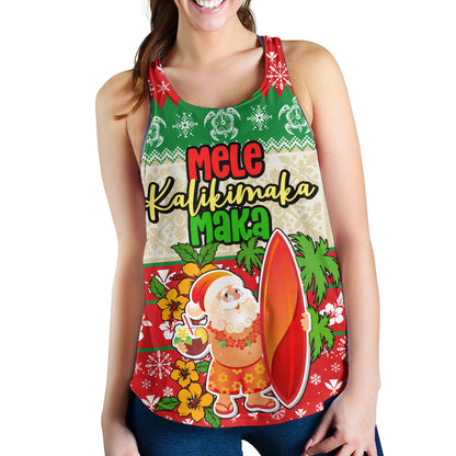 Hawaii Women Tank Christmas Santa Claus Surfing Kanaka Maoli Pattern