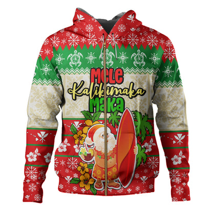 Hawaii Hoodie Christmas Santa Claus Surfing Kanaka Maoli Pattern