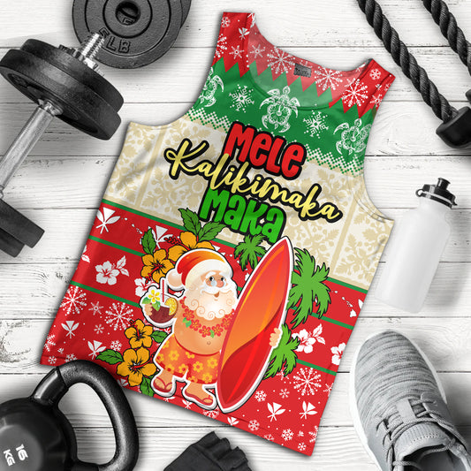 Hawaii Tank Top Christmas Santa Claus Surfing Kanaka Maoli Pattern