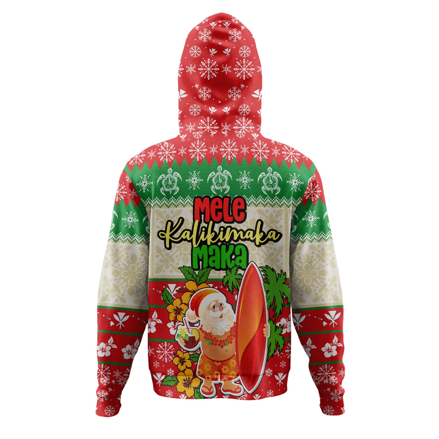 Hawaii Hoodie Christmas Santa Claus Surfing Kanaka Maoli Pattern