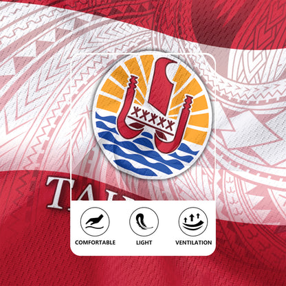 Tahiti Flag Color With Traditional Patterns Men's All Over Printing Rugby Jersey